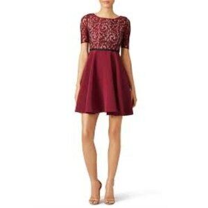 2/$30 Slate & Willow Size 4 Burgundy Lace Top Fit & Flare Mini Dress